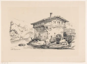 House and watermill in mountain village