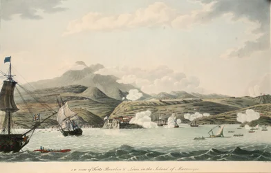 S.W. view of Forts Bourbon and Louis in the Island of Martinique, illustration from 