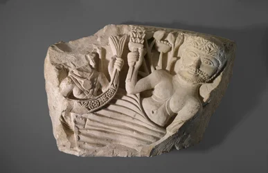 Part of an arch with the Nile god and Earth goddess, possibly from Herakleapolis Magna, 5th-6th century