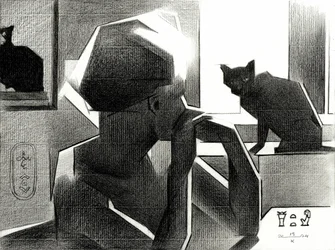 Egyptian Queen and Black Cat