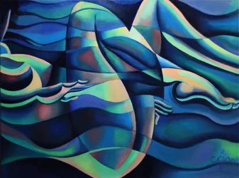 Flowing Blue Figures