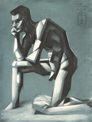 Kneeling Geometric Man