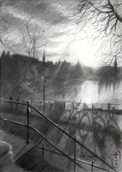 Sunlit City Canal Sketch