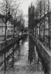 Winter City Canal Sketch