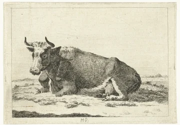 Landscape with Lying Horned Cow (Series: Cows)