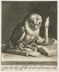 Owl with Glasses and Books. Around 1625