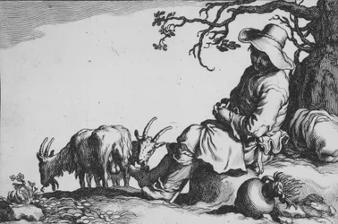 Pastoral with Goatherd and Goats, from the series Sixteen Peasant Subjects