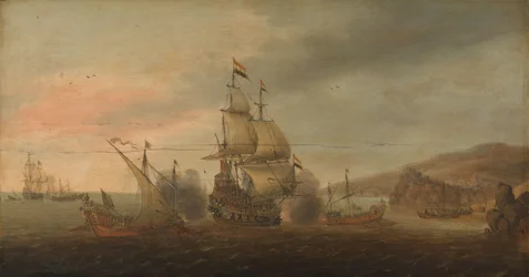 Naval Battle between Dutch Men-of-War and Spanish Galleys