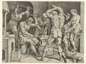 Venus and Amor in the Workshop of Vulcan