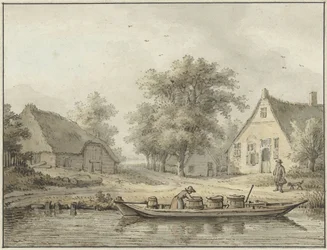 Landscape with a Moored Boat Carrying Barrels