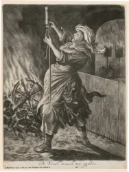 A Woman Lights a Flare, Plate 5 from the series "General Joy at the Siege of Namur by William III, 1695"
