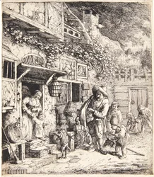 Barrel Organ Player with a Dancing Dog