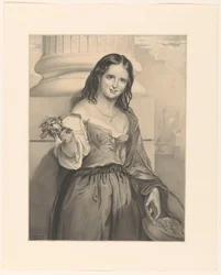 Flower Seller Standing in Front of a Column