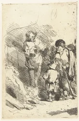 Singing Man and Listening Audience Including Child and Man