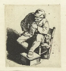 Seated Farmer with Pipe in Left Hand