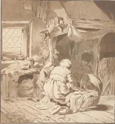 Peasant Interior with Two Women