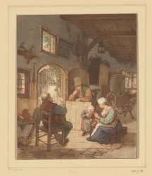 Newspaper Reader in Interior