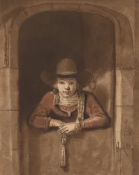 Boy Leaning over a Lower Door