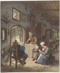 Man Reading Newspaper in Interior
