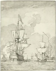 Warship Firing a Shot