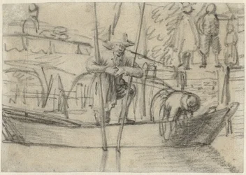 Man and Woman in a Boat by the Shore