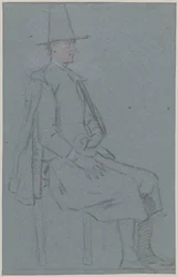 Seated Quaker, Profile to the Right, with One Hand on Thigh