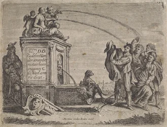 Group of People by a Fountain
