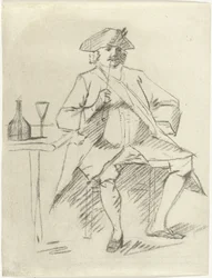 Man with a Pipe Sitting by a Table