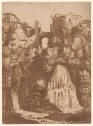 View of Tivoli with the Bridge Over the Anio Waterfall