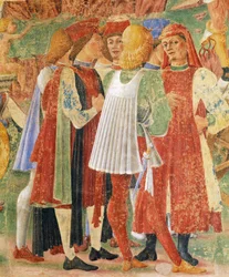 Group of merchants, detail from Triumph of Ceres, scene from Month of August, attributed to Cosimo Tura and Master of Ercole