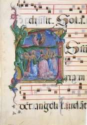 Manuscript Illumination with the Assumption of the Virgin in an Initial A