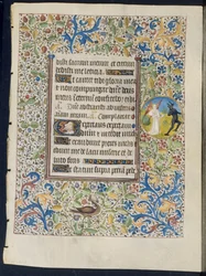 Leaf from a Book of Hours: Angel Chasing a Devil (recto) and Two Devils (verso)