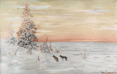 Winter Landscape with Wolves