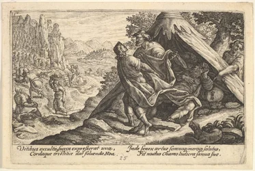 Drunkenness of Noah: Shem and Japheth Cover the Naked Body of Noah, Who Lies in a Tent