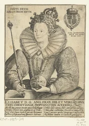 Portrait of Elizabeth I Tudor, Half-Length (title on object: Posvi Devm Adiut Orem Mevm)