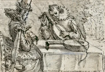 Youth playing a lute