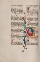 Initial S: Bust Portrait of a Bearded Man in Prayer