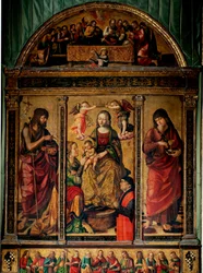 Triptych of the Mystical Marriage of St. Catherine, Surrounded by Saints John the Baptist and Saint John the Evangelist