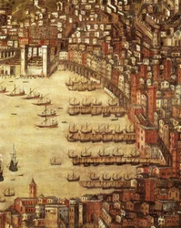 View of Genoa and its castle (detail)