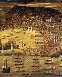 View of Genoa and its harbor