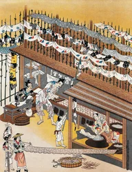 Artisans at Work, Painting Silk Screens, Edo Period