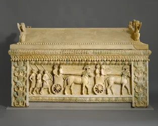 Limestone sarcophagus: the Amathus sarcophagus, c.460 BC