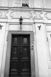 Jiri Mucha Lowering a Key on a String So a Visitor Can Open the Doors of His House in Hradcany, Prague
