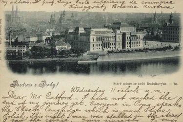 Postcard depicting a general view of Prague