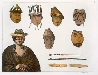 Detail of Headdresses and Weapons for Fishing in Alaska