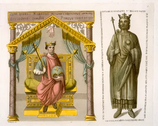 HRE Charles II (the Bald) on the Throne, After a Manuscript in the Colberg Library, Plate 6 from 