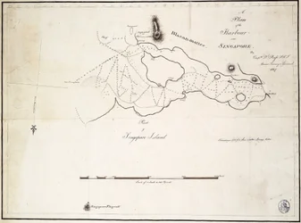 A Plan of the Harbour Near Singapore by Captain D.L. Ross, FRS Marine Surveyor General