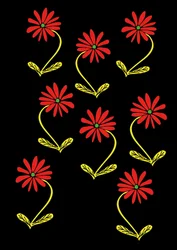 Daisies Repeat Black Background