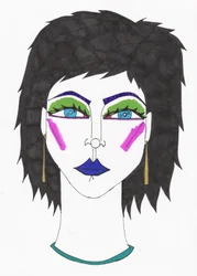 Girl with Blue Eyes and Blue Hair