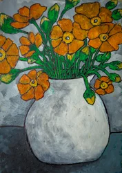 Rustic Orange Flower Vase